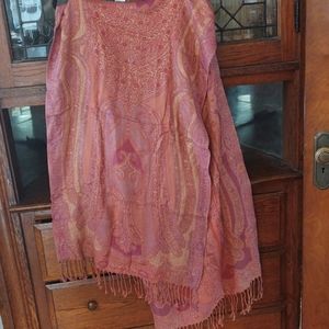 pink and gold ornate sparkly pashmina